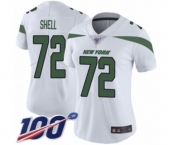 Women's New York Jets #72 Brandon Shell White Vapor Untouchable Limited Player 100th Season Football Jersey
