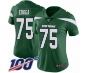 Women's New York Jets #75 Chuma Edoga Green Team Color Vapor Untouchable Limited Player 100th Season Football Jersey