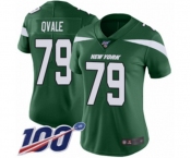 Women's New York Jets #79 Brent Qvale Green Team Color Vapor Untouchable Limited Player 100th Season Football Jersey