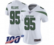 Women's New York Jets #95 Quinnen Williams White Vapor Untouchable Limited Player 100th Season Football Jersey