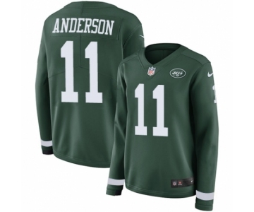 Women's Nike New York Jets #11 Robby Anderson Limited Green Therma Long Sleeve NFL Jersey