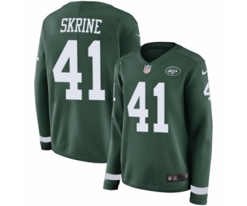 Women's Nike New York Jets #41 Buster Skrine Limited Green Therma Long Sleeve NFL Jersey