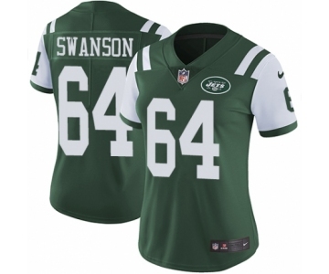 Women's Nike New York Jets #64 Travis Swanson Green Team Color Vapor Untouchable Elite Player NFL Jersey
