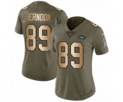 Women's Nike New York Jets #89 Chris Herndon Limited Olive Gold 2017 Salute to Service NFL Jersey