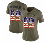 Women's Nike New York Jets #89 Chris Herndon Limited Olive USA Flag 2017 Salute to Service NFL Jersey