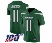 Youth New York Jets #11 Robby Anderson Green Team Color Vapor Untouchable Limited Player 100th Season Football Jersey