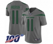 Youth New York Jets #11 Robby Anderson Limited Gray Inverted Legend 100th Season Football Jersey