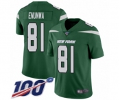 Youth New York Jets #81 Quincy Enunwa Green Team Color Vapor Untouchable Limited Player 100th Season Football Jersey