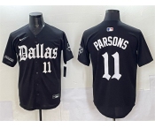 Men's Dallas Cowboys #11 Micah Parsons Black 'Gothic Lone Star Edition' Limited Stitched Baseball Jersey