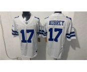 Men's Dallas Cowboys #17 Brandon Aubrey White 2026 F.U.S.E Vapor Untouchable Limited Stitched Football Jersey