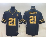 Men's Dallas Cowboys #21 Ezekiel Elliott Black Gold Edition With 1960 Patch Limited Stitched Football Jersey Men's Dallas Cowboys #21 Ezekiel Elliott Black Gold Edition With 1960 Patch Limited Stitched Football Jersey