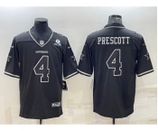 Men's Dallas Cowboys #4 Dak Prescott Black With 1960 Patch Limited Stitched Football Jersey