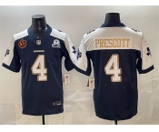 Men's Dallas Cowboys #4 Dak Prescott Navy F.U.S.E. With John Madden Patch & Established In 1960 Patch Thanksgiving Vapor Limited Stitched Football Jersey