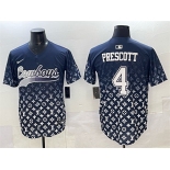 Men's Dallas Cowboys #4 Dak Prescott Navy Limited Stitched Baseball Jersey