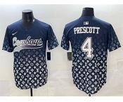 Men's Dallas Cowboys #4 Dak Prescott Navy Limited Stitched Baseball Jersey