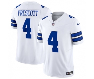 Men's Dallas Cowboys #4 Dak Prescott White 2023 F.U.S.E. Vapor Limited Stitched Football Jersey