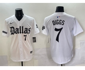 Men's Dallas Cowboys #7 Trevon Diggs White 'Gothic Lone Star Edition' Limited Stitched Baseball Jersey