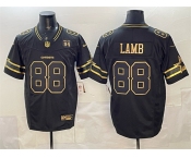 Men's Dallas Cowboys #88 CeeDee Lamb Black Gold 2025 F.U.S.E. With 5x Super Bowl Champions & Established In 1960 Patch Vapor Limited Stitched Football Jers