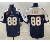 Men's Dallas Cowboys #88 CeeDee Lamb Navy F.U.S.E. With John Madden Patch & Established In 1960 Patch Thanksgiving Vapor Limited Stitched Football Jersey