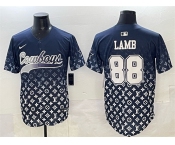 Men's Dallas Cowboys #88 CeeDee Lamb Navy Limited Stitched Baseball Jersey