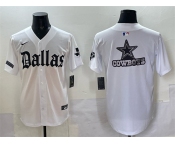 Men's Dallas Cowboys Team Big Logo White 'Gothic Lone Star Edition' Limited Stitched Baseball Jersey