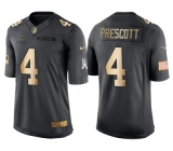 Nike Dallas Cowboys #4 Dak Prescott Anthracite 2016 Christmas Day Gold Men's NFL Limited Salute to Service Jersey