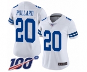 Women's Dallas Cowboys #20 Tony Pollard White Vapor Untouchable Limited Player 100th Season Football Jersey