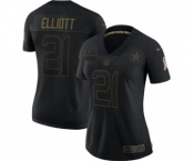 Women's Dallas Cowboys ##21 Ezekiel Elliott 2020 Salute To Service Limited Football Jersey Black