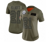 Women's Dallas Cowboys #21 Ezekiel Elliott Limited Camo 2019 Salute to Service Football Jersey