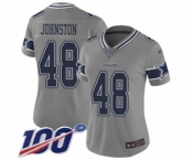 Women's Dallas Cowboys #48 Daryl Johnston Limited Gray Inverted Legend 100th Season Football Jersey