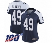 Women's Dallas Cowboys #49 Jamize Olawale Navy Blue Throwback Alternate Vapor Untouchable Limited Player 100th Season Football Jersey