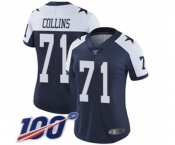 Women's Dallas Cowboys #71 La'el Collins Navy Blue Throwback Alternate Vapor Untouchable Limited Player 100th Season Football Jersey