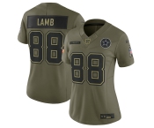 Women's Dallas Cowboys #88 CeeDee Lamb Olive 2025 Salute to Service Limited Stitched Jersey