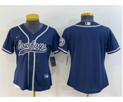 Women's Dallas Cowboys Blank Navy With Patch Cool Base Stitched Baseball Jersey