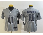 Youth Dallas Cowboys #11 Micah Parsons Grey Atmosphere Fashion 2022 Vapor Untouchable Stitched Nike Limited Jersey