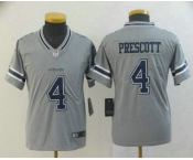 Youth Dallas Cowboys #4 Dak Prescott Grey 2019 Inverted Legend Stitched NFL Nike Limited Jersey