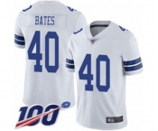 Youth Dallas Cowboys #40 Bill Bates White Vapor Untouchable Limited Player 100th Season Football Jersey