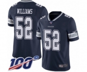 Youth Dallas Cowboys #52 Connor Williams Navy Blue Team Color Vapor Untouchable Limited Player 100th Season Football Jersey