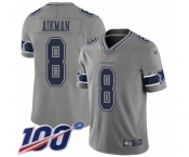 Youth Dallas Cowboys #8 Troy Aikman Limited Gray Inverted Legend 100th Season Football Jersey