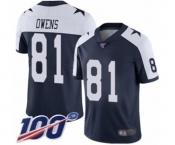 Youth Dallas Cowboys #81 Terrell Owens Navy Blue Throwback Alternate Vapor Untouchable Limited Player 100th Season Football Jersey