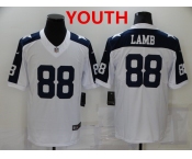 Youth Dallas Cowboys #88 CeeDee Lamb White Thanksgiving Vapor Untouchable Stitched NFL Nike Limited Jersey