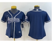 Youth Dallas Cowboys Blank Navy With Patch Cool Base Stitched Baseball Jersey