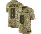 Youth Nike Dallas Cowboys #8 Troy Aikman Limited Camo 2018 Salute to Service NFL Jersey