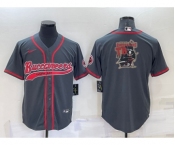 Men's Tampa Bay Buccaneers Grey Team Big Logo With Patch Cool Base Stitched Baseball Jersey