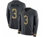 Nike Tampa Bay Buccaneers #3 Jameis Winston Limited Black Salute to Service Therma Long Sleeve NFL Jersey Nike Tampa Bay Buccaneers #3 Jameis Winston Limited Black Salute to Service Therma Long Sleeve NFL Jersey