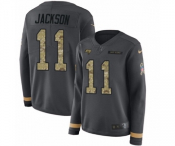 Women Nike Tampa Bay Buccaneers #11 DeSean Jackson Limited Black Salute to Service Therma Long Sleeve NFL Jersey