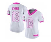 Women's Nike Tampa Bay Buccaneers #13 Mike Evans White Pink Stitched NFL Limited Rush Fashion Jersey