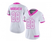Women's Nike Tampa Bay Buccaneers #28 Vernon Hargreaves III White Pink Stitched NFL Limited Rush Fashion Jersey