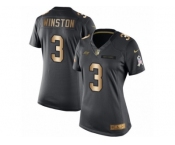 Women's Nike Tampa Bay Buccaneers #3 Jameis Winston Limited Black Gold Salute to Service NFL Jersey