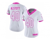 Women's Nike Tampa Bay Buccaneers #40 Mike Alstott White PinkStitched NFL Limited Rush Fashion Jersey